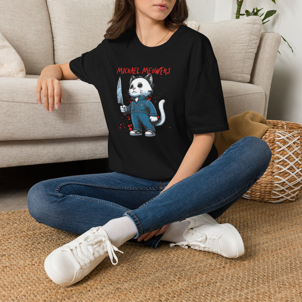 Michael Meowers Halloween Funny Cat T-Shirt, Scary Movie Tee, Halloween Cat Shirt, Horror Movie Cat Fan Gift, Horror Movie Character