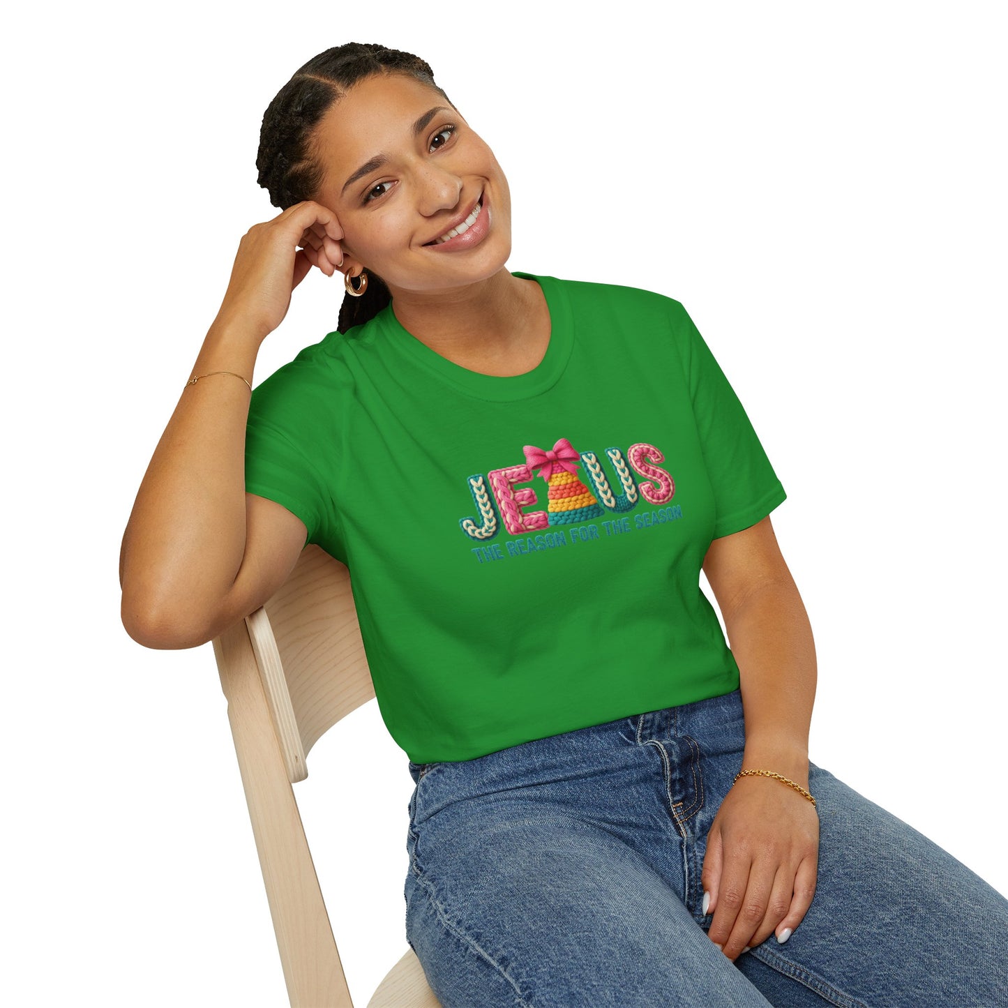 Jesus Christmas T-Shirt – The Reason for the Season Tee, Faith Christian Holiday Shirt with Bow Design