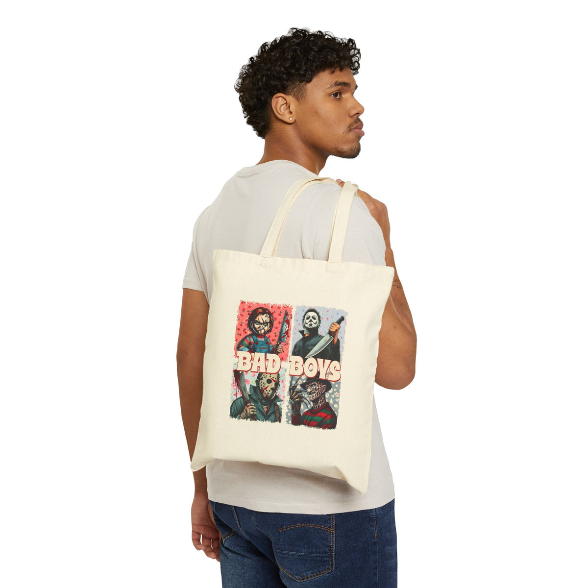 Horror Movie Villains Halloween Bad Boys Tote Bag, Halloween Gifts for shoppers, Horror Movie Fan Gift, Villains Movie Characters