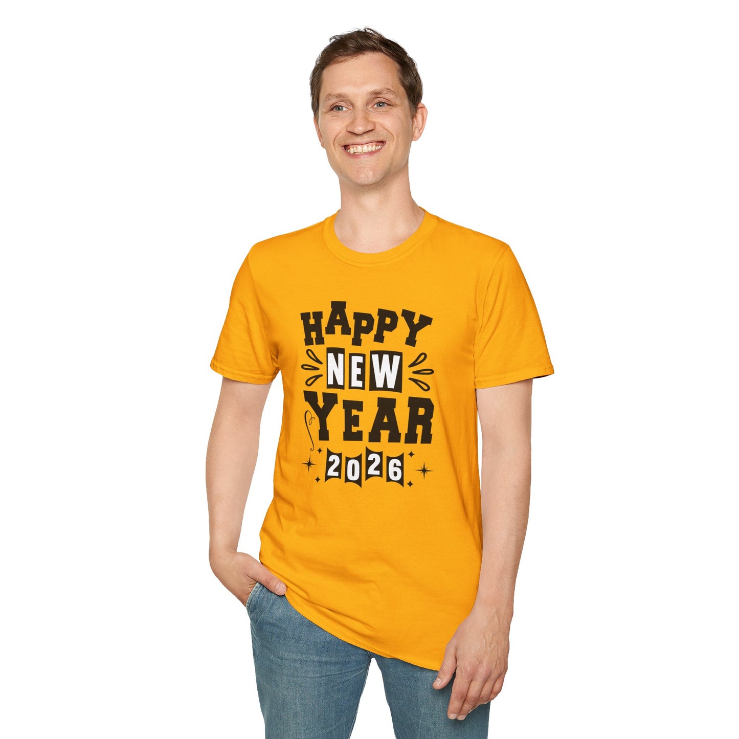 Happy New Year 2026 T-Shirt – Retro New Year Graphic Tee, NYE Party Shirt, Vintage Bold Typography 2026 Shirt, New Year’s Eve Countdown Outfit