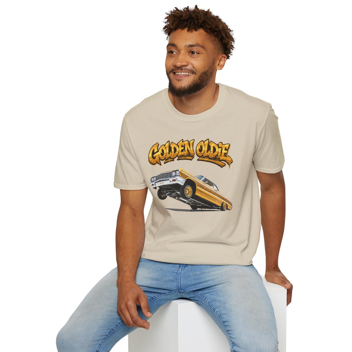Golden Oldie Lowrider Shirt, Classic Car Tee, Vintage Auto Graphic Shirt, Car Enthusiast Gift, Retro Car Lover Tee