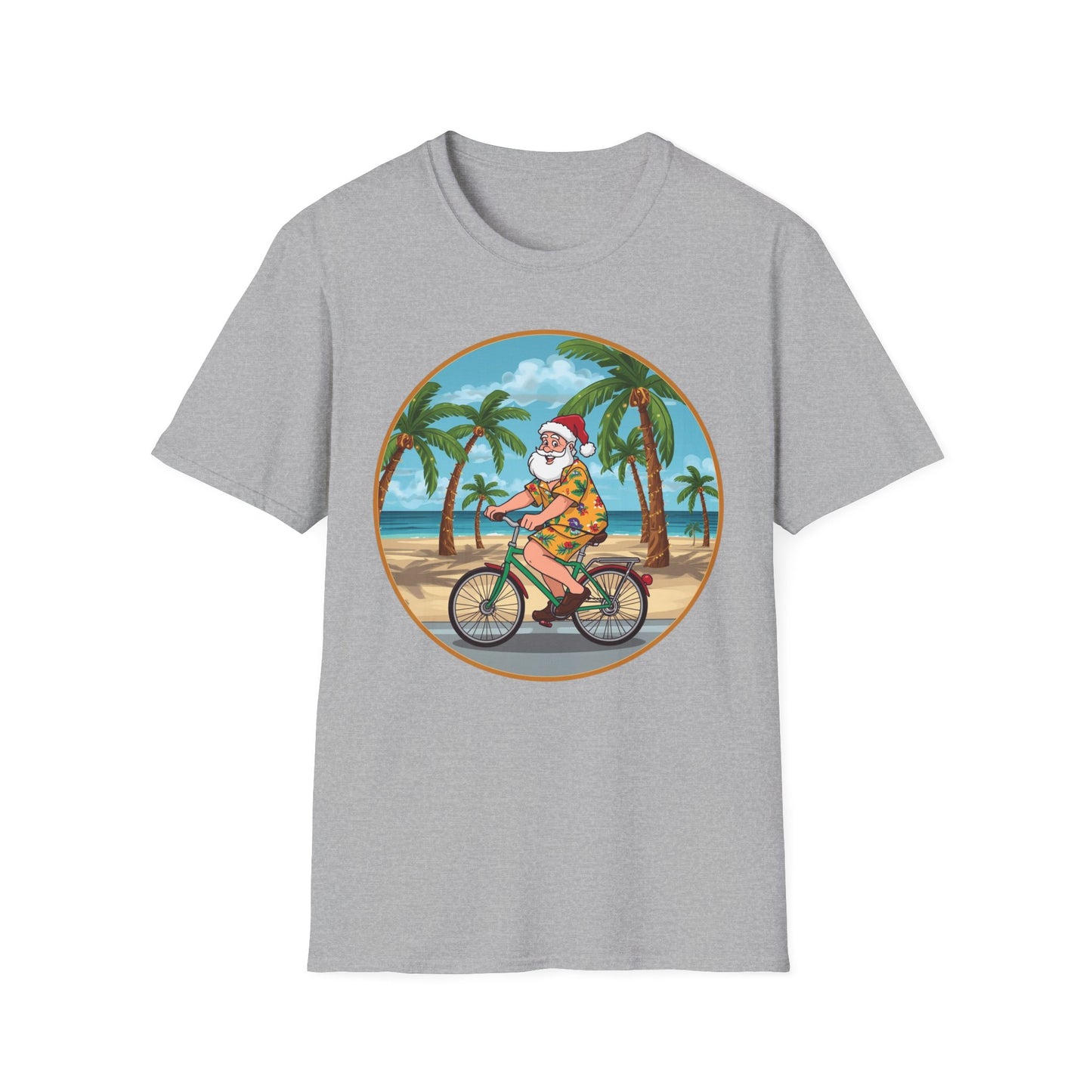Tropical Santa riding a bicycle shirt, Family Christmas Shirts, Christmas T Shirt, Holiday Shirt, Cute Xmas Shirt for the family, Holiday Gift