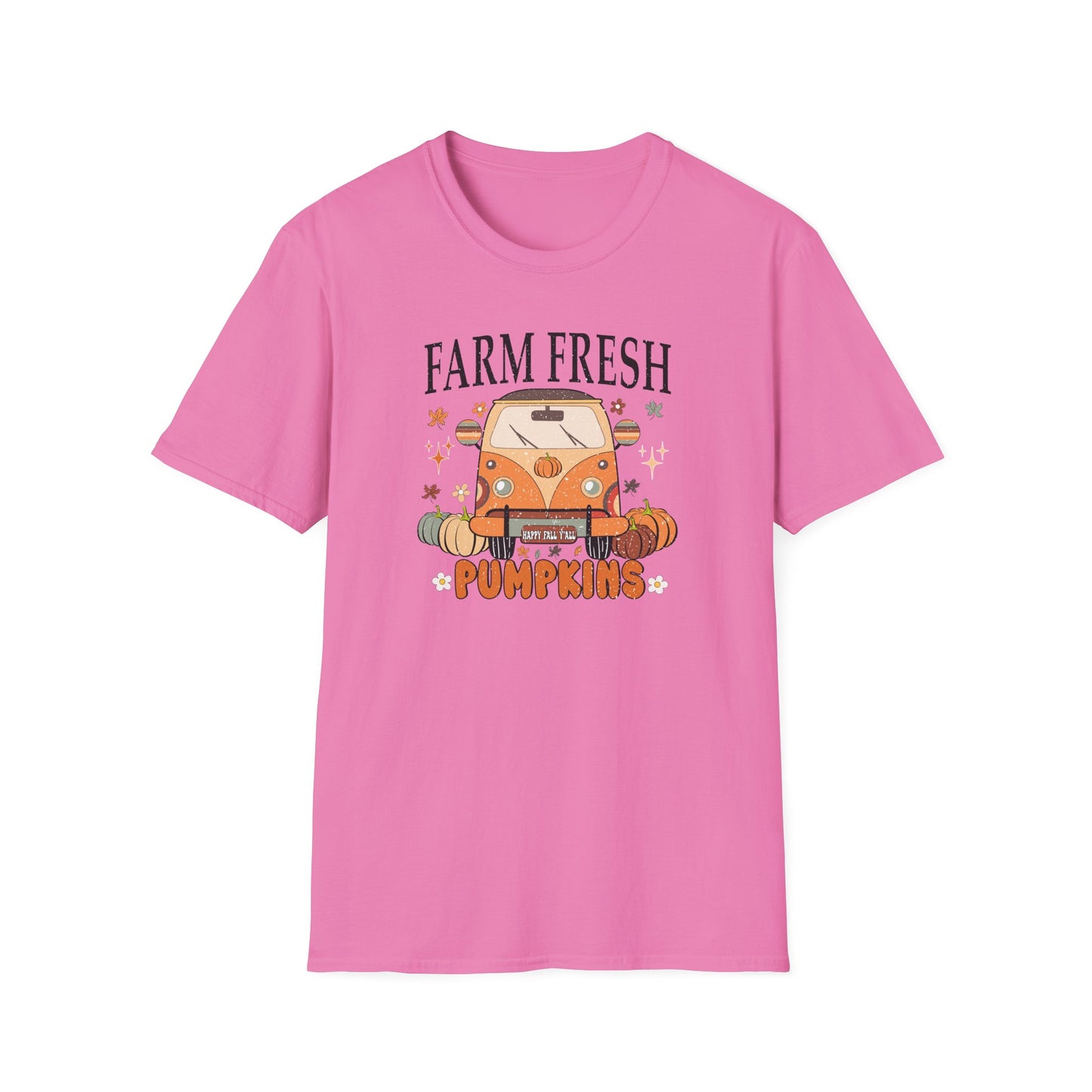 Farm Fresh Pumpkin Happy Fall Yall T-Shirt - Women's Autumn Tee, Thanksgiving Shirt, Pumpkin Thanksgiving Tee, Cozy Fall Tee for Her