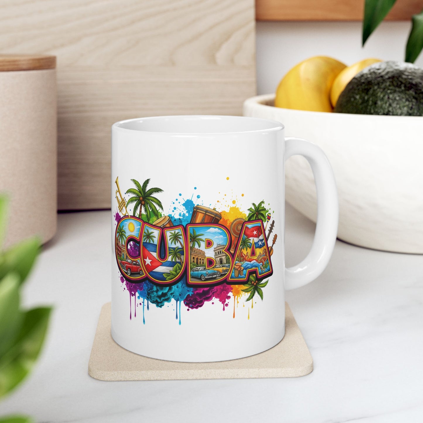 Colorful Cuban Flag Ceramic Mug, 11oz 15oz - Vibrant Cuba Souvenir Coffee Cup, Patriotic Tea Mug, Cuban American Gift, Kitchen Decor