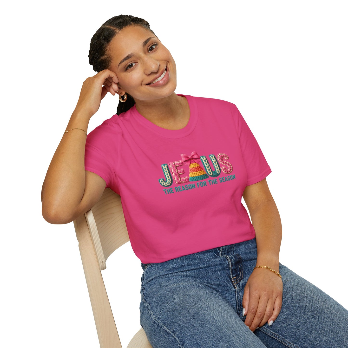 Jesus Christmas T-Shirt – The Reason for the Season Tee, Faith Christian Holiday Shirt with Bow Design
