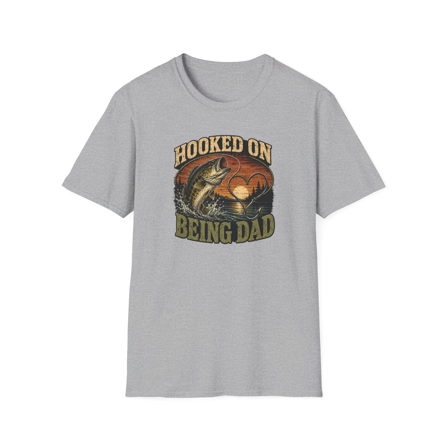 Fishing Dad Shirt, Hooked on Being Dad Tee, Bass Fishing T-Shirt, Fathers Day Shirt for Dad, Fisherman Gift