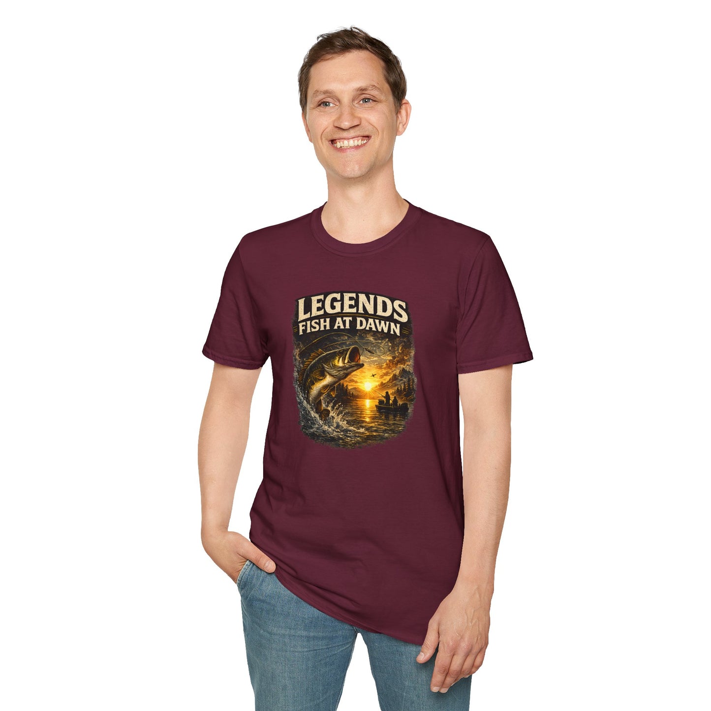 Fishing Shirt for Men, Legends Fish at Dawn Tee, Bass Fishing T-Shirt, Fisherman Gift, Fathers Day Shirt for Dad