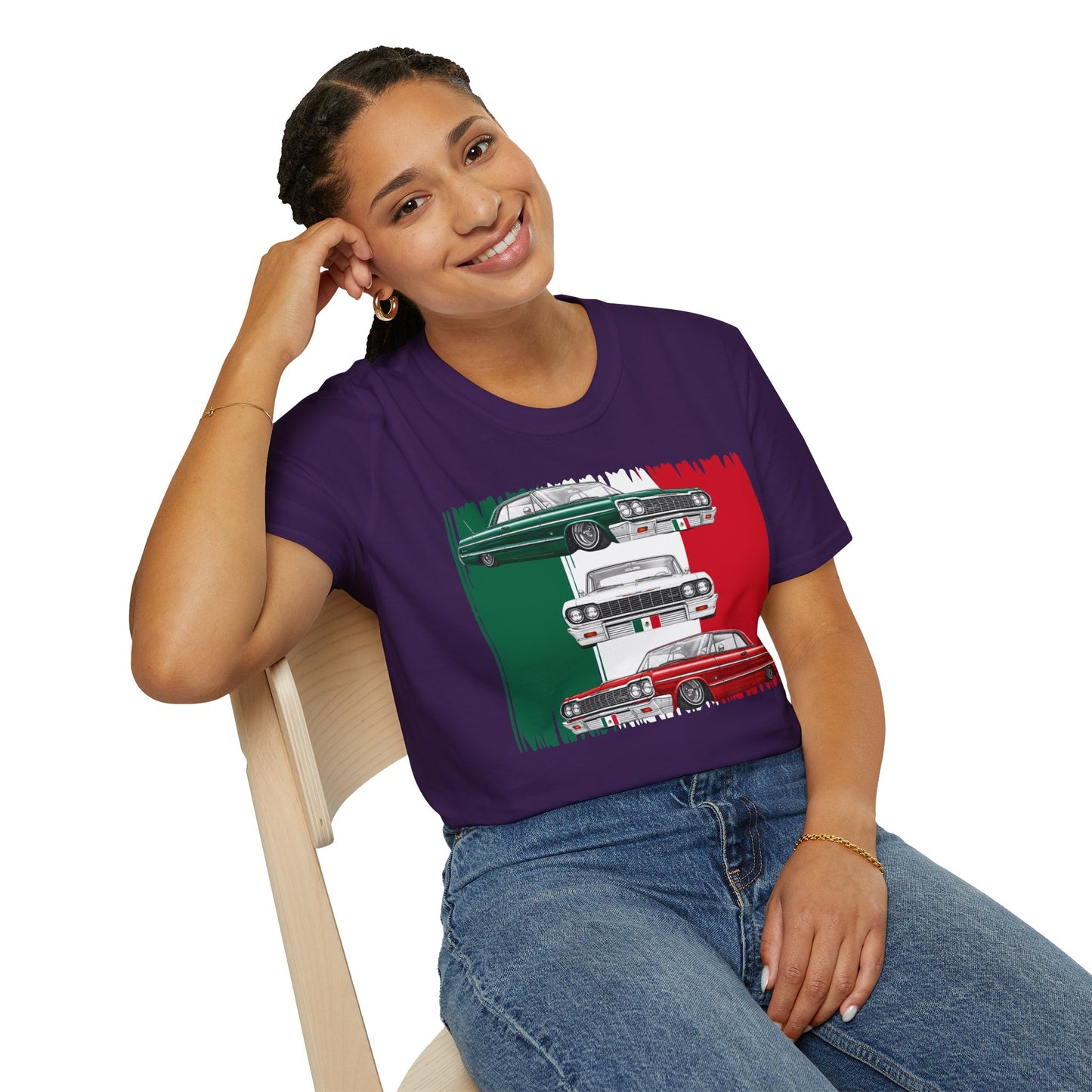 Lowrider Shirt, Mexican Flag Classic Car Tee, Vintage Car Graphic Shirt, Car Enthusiast Gift, Retro Auto Unisex Tee