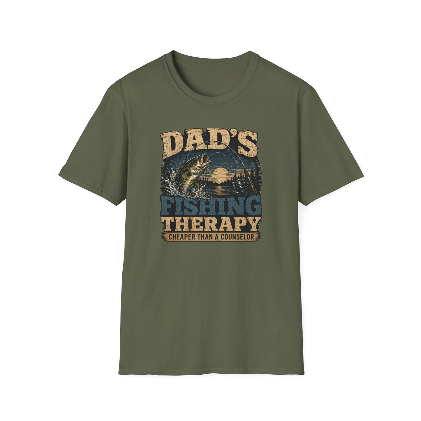 Fishing Dad Shirt, Dads Fishing Therapy Tee, Bass Fishing T-Shirt, Fisherman Gift, Fathers Day Shirt for Dad